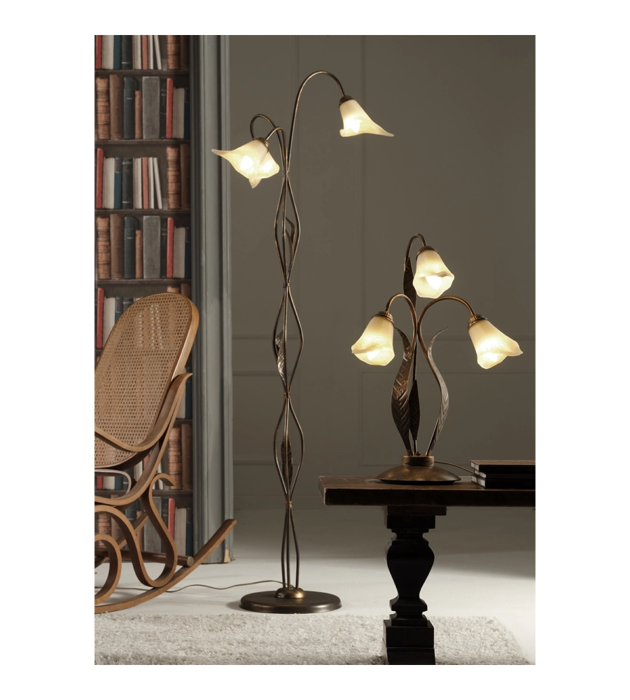 LAMPADA DA TAVOLO 3 LUCI ONLI "ALGA" BRONZO E14